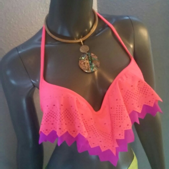 Victoria's Secret Pink Flounce Bikini Top NWT Sz M - Picture 5 of 5